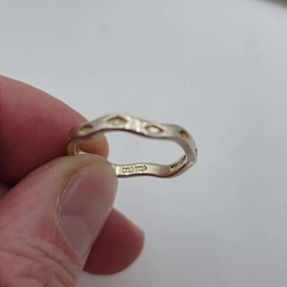 Size 9.5 Sterling Silver Diamond Pattern Rustic Unisex Ring A2553 - Picture 4 of 7